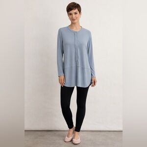 LAUREN Ralph Lauren Women's Light Blue Tunic Blouse Sz L